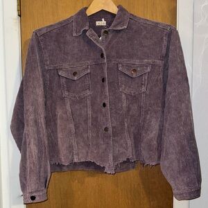 POL Dusty Mauve Corduroy Jean Jacket, Size L